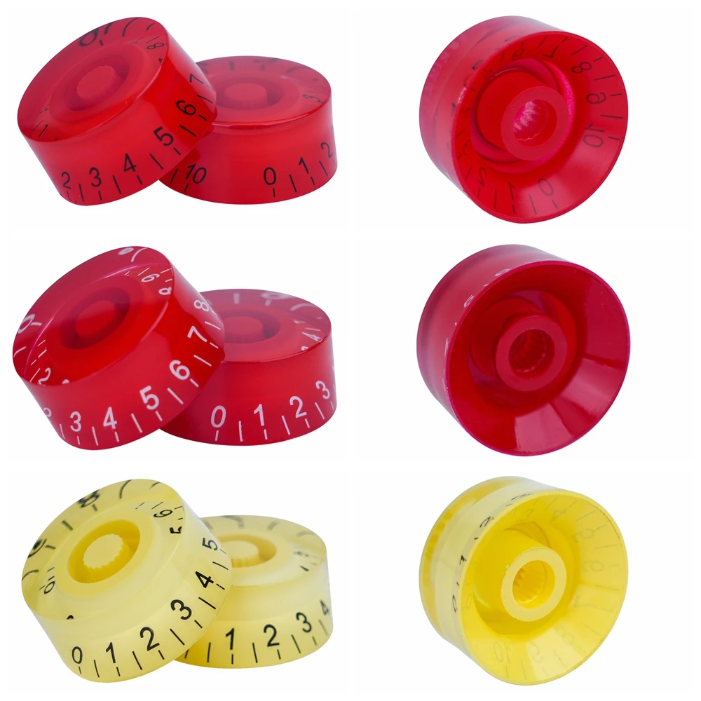 4 Stück Gitarren-Lautstärkeregler, Top-Hat-Knöpfe, Geschwindigkeits- und Tonpedal-Regler für E-Gitarre und Bass, 29 Farben – Detail 5
