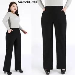 Formele Kantoor Dame Jurk Broek Plus Size 5xl 8xl 9xl Hoge Taille Rechte Zwarte Losse Vrouwen Gestrekte Wijde Pijpen Elegante Broek