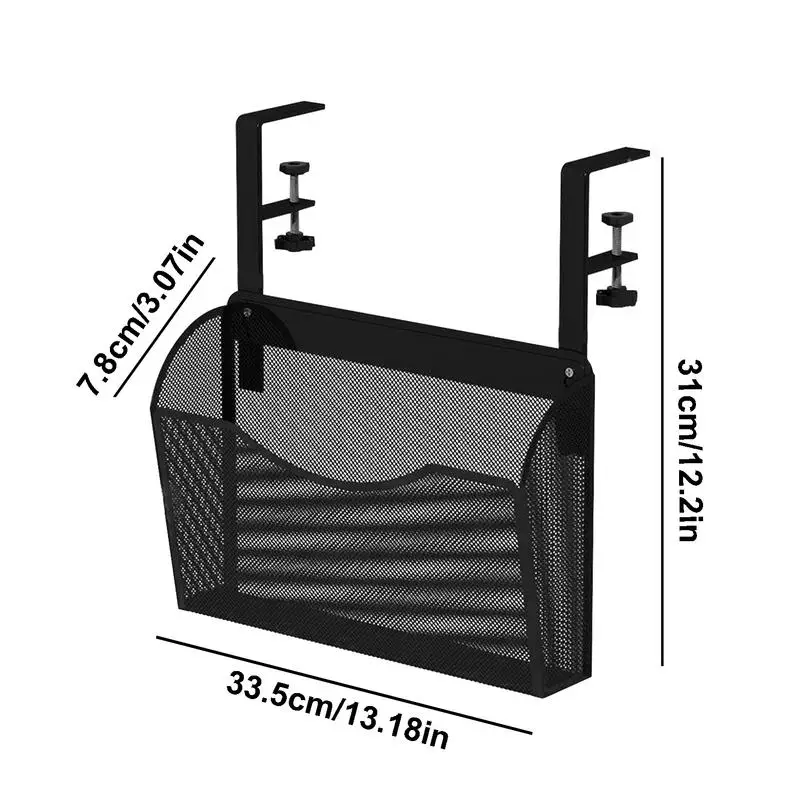 Portable Iron Desk Organizer with Adjustable Shelf Hanging Basket Under Shelf Organizer Space-Saving Storage Rack for Dormitory