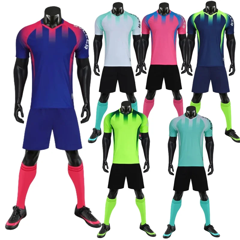 

Football Jerseys High Quality Blank Soccer Short Sleeve Shorts Kits Women Men Sport T-Shirt Customized Training Uniform