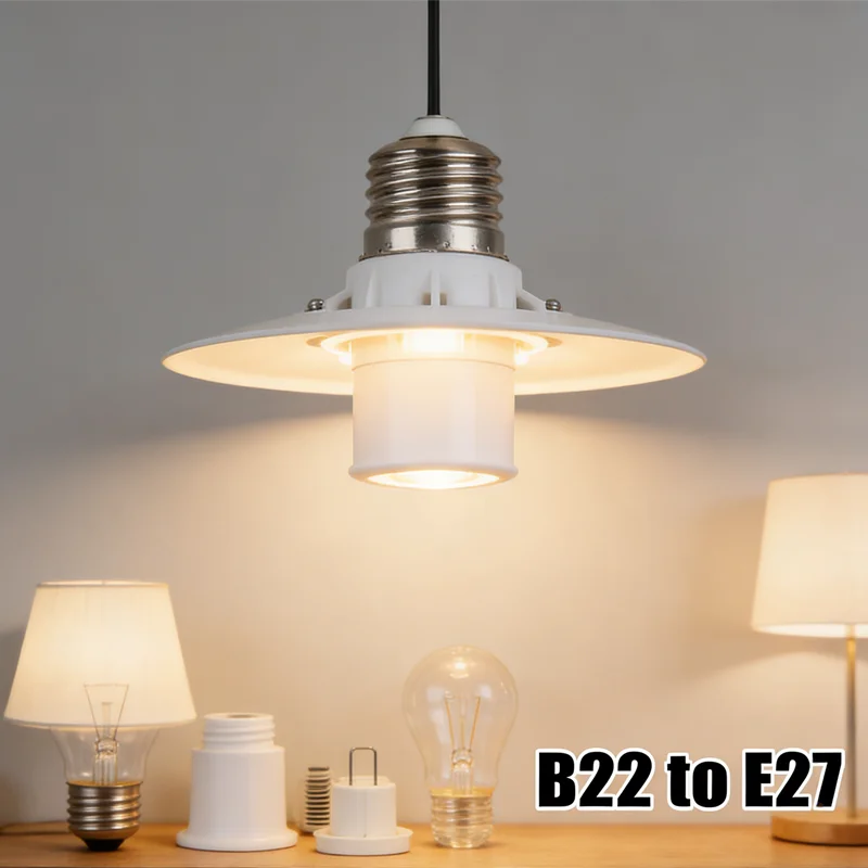 NEW【Best Seller】B22 to E27 Socket Adapter 1Pc - 90° Rotatable Bendable Bulb Holder Converter, CE/RoHS Certified, Fast Shipping