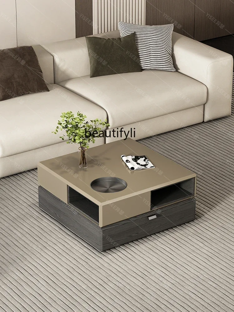 Modern Minimalist Cube Coffee Table Living Room Home Small Apartment Light Luxury High-Grade Rotatable Square Creative Storage