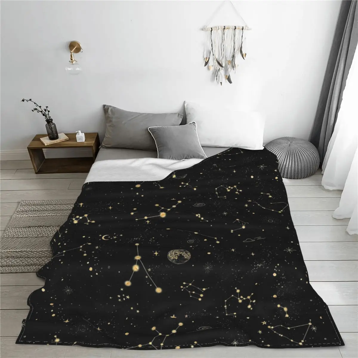 Into The Galaxy Blanket Occult Witch Magic Constellation Plush Throw Blankets Home Couch Decoration Ultra-Soft Warm Bedspreads