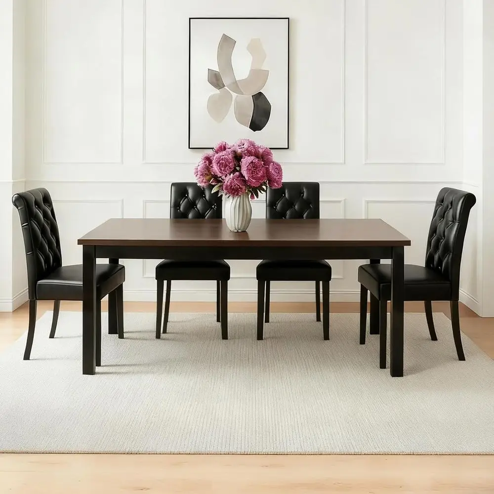 armhouse Dining Chairs Set o 4, PU Leather Kitchen Chairs, ern Upholstered Accent Chair Solid Wood Parsons Chairs or Home/Living