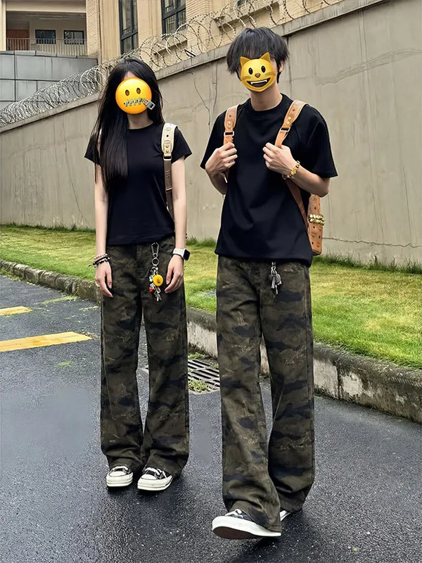 

Мужские джинсы American High Street с камуфляжным принтом, весенние, зауженные, прямого кроя, Cleanfit, рабочие, слегка расклешенные брюки