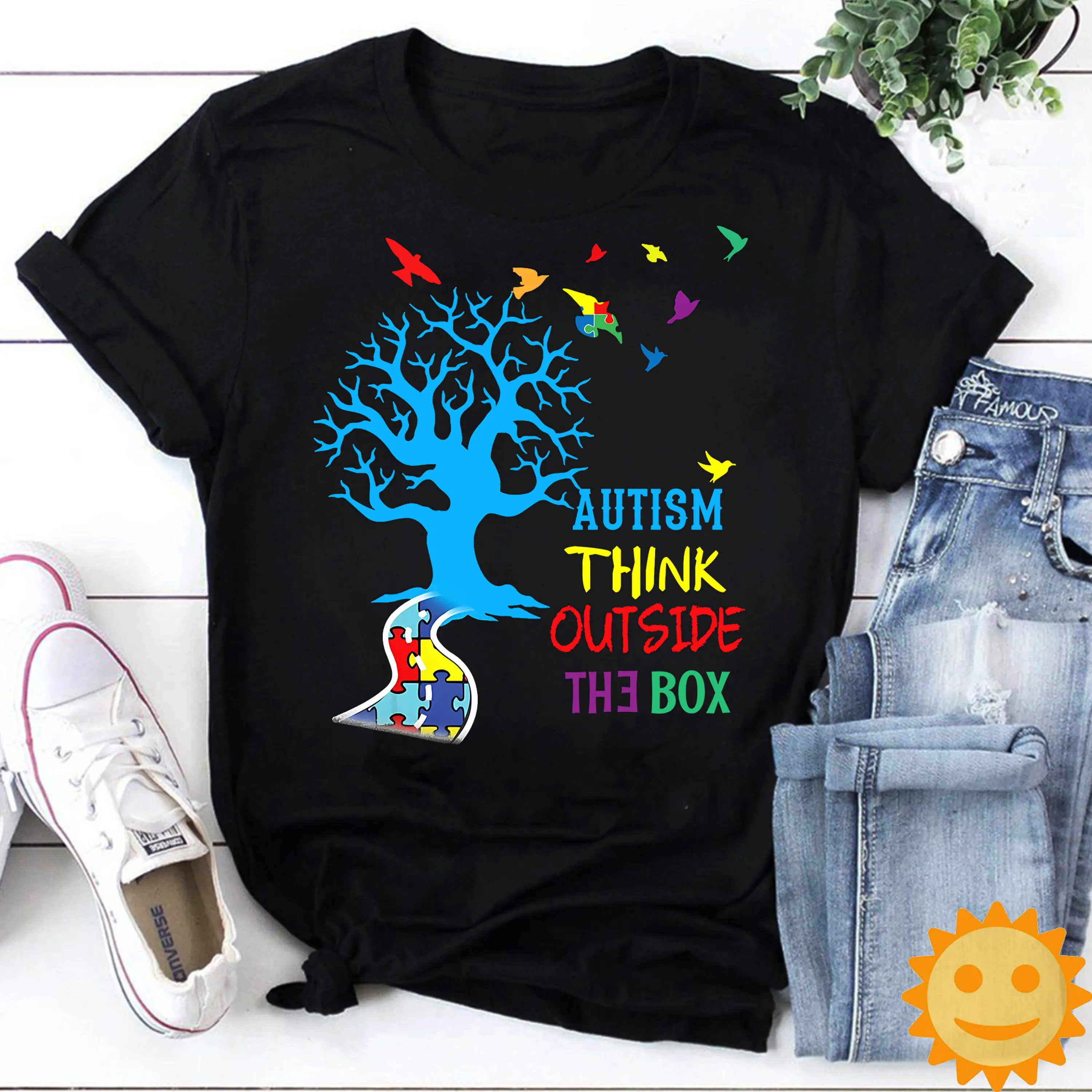 Autism Think Outside The Box Vintage T Shirt Awareness Lovers Proud