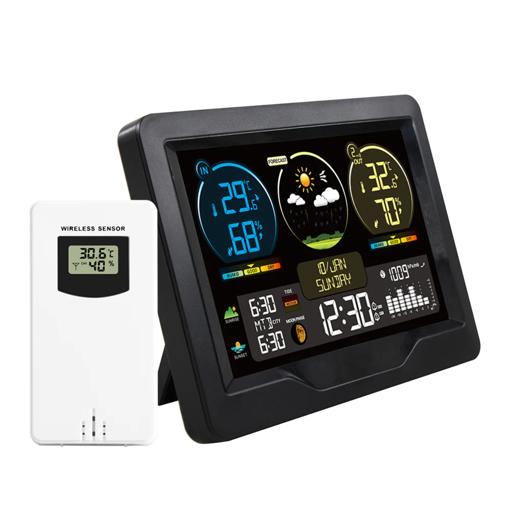 Alarm Clock Temperature Monitor Indoor Environment Multiple Temperature Units for sunrise Sunset Times For Home Use