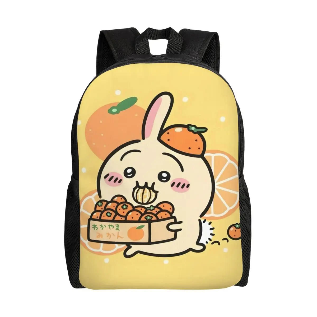 

Custom Usagi Chiikawas Orange Backpack for Men Women Waterproof College School Comic Bag Print Bookbags