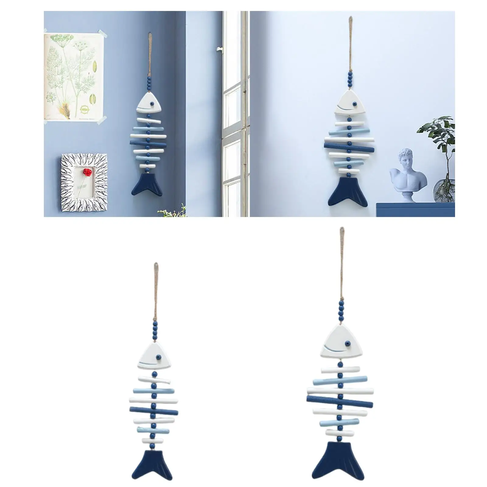 Hanging Fish Chime Wooden Fish Decor Handmade Unique Multifunctional Nautical Theme for Living Room Decor Nursery Decor Oceans