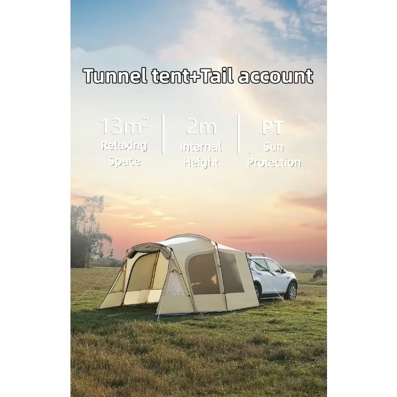 Tent Factory Customized Outdoor Waterproof Car Tail Rear Tent Camping Portable Simple Car Extended Camping Rear Tent