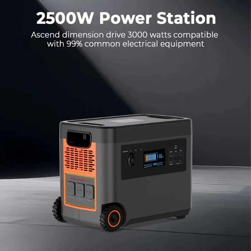 

EU Stock 110V 220V Wireless Charging AC DC Output Lifepo4 Battery 2500W Outdoor Bank Home Energy Storage Portable Power Station