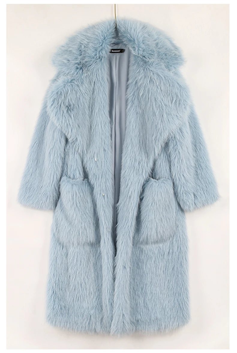 Lautaro Winter Long Oversized Pink Thick Warm Soft Shaggy Fluffy Faux Fur Coat Women Pockets Lapel Loose Sweet Cute Fashion 2022