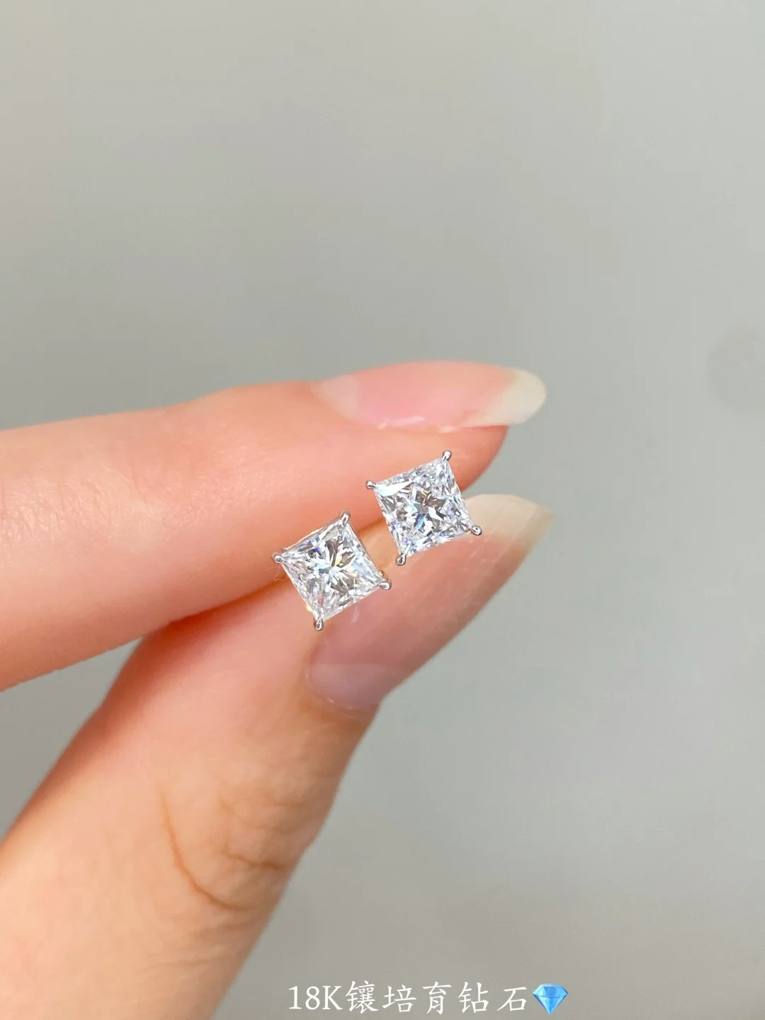 IGI Princess Cut Lab Diamond HPHT CVD Elegant Solitaire Earrings Studs 1ctw 2ctw 3ctw Certified 9K 10K 14K Gold Jewelry Woman