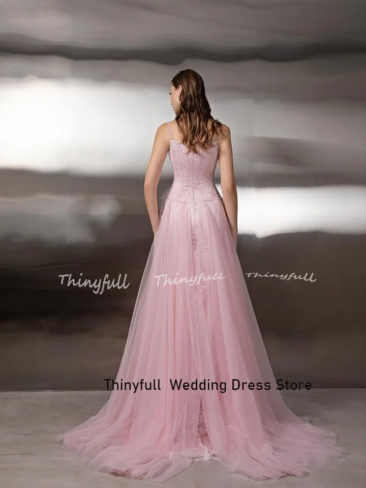 Thinyfull A라인 튤/레이스 아랍 프롬 드레스 민소매 비딩 이브닝 파티 드레스 2026 정장 가운 맞춤 제작