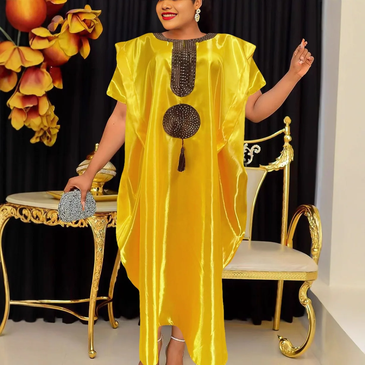 

Sequin African Dresses for Women Traditional Africa Clothing Dashiki Ankara Outfits Gown Abayas Muslim Kaftan Maxi Long Dress