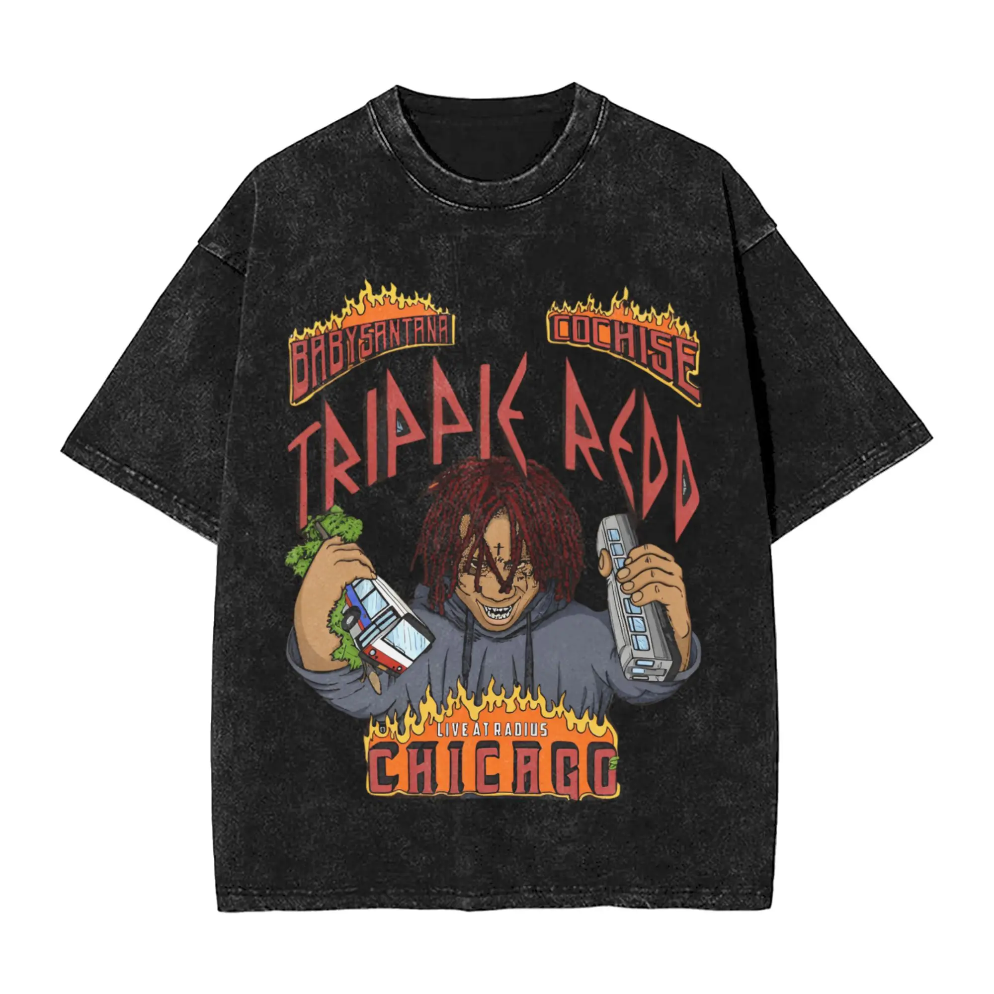 

Футболка Trippies Redds Rapper, модные футболки с коротким рукавом, винтажная футболка, летние хлопковые футболки с круглым вырезом, большие размеры