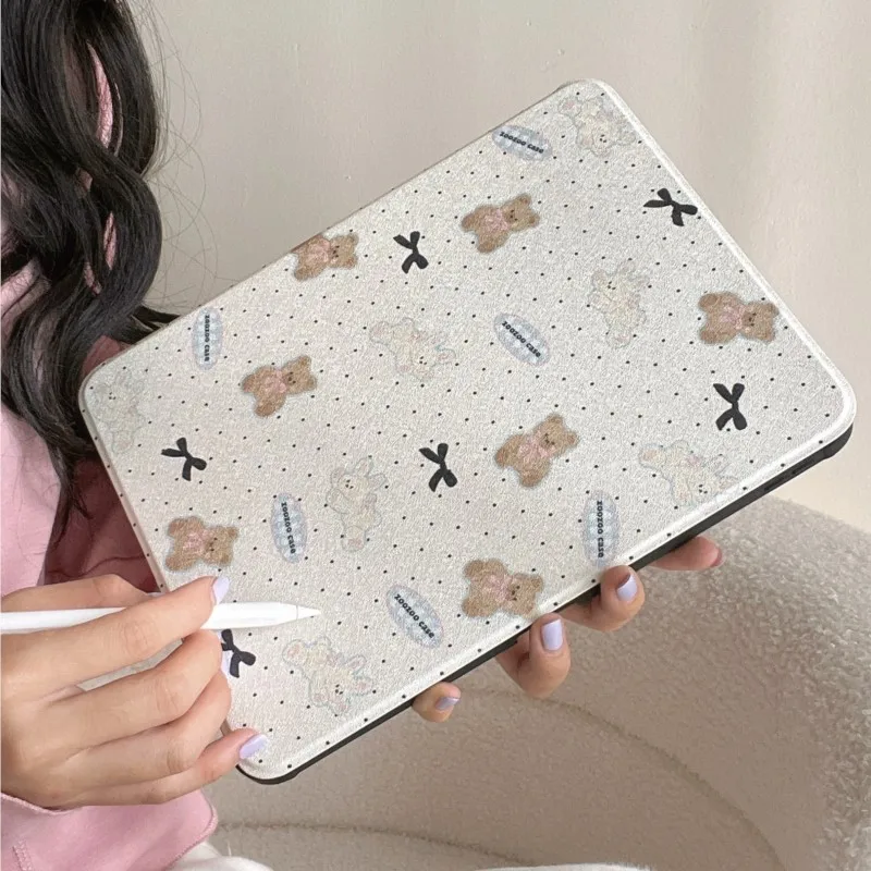 

Lovely Bear Pattern Tablet Cover for iPad Air 3 Air(2019) Pro 10.5in Air 4/5 10th Gen 10.9in 11th A16 11in Magnetic Stand Case