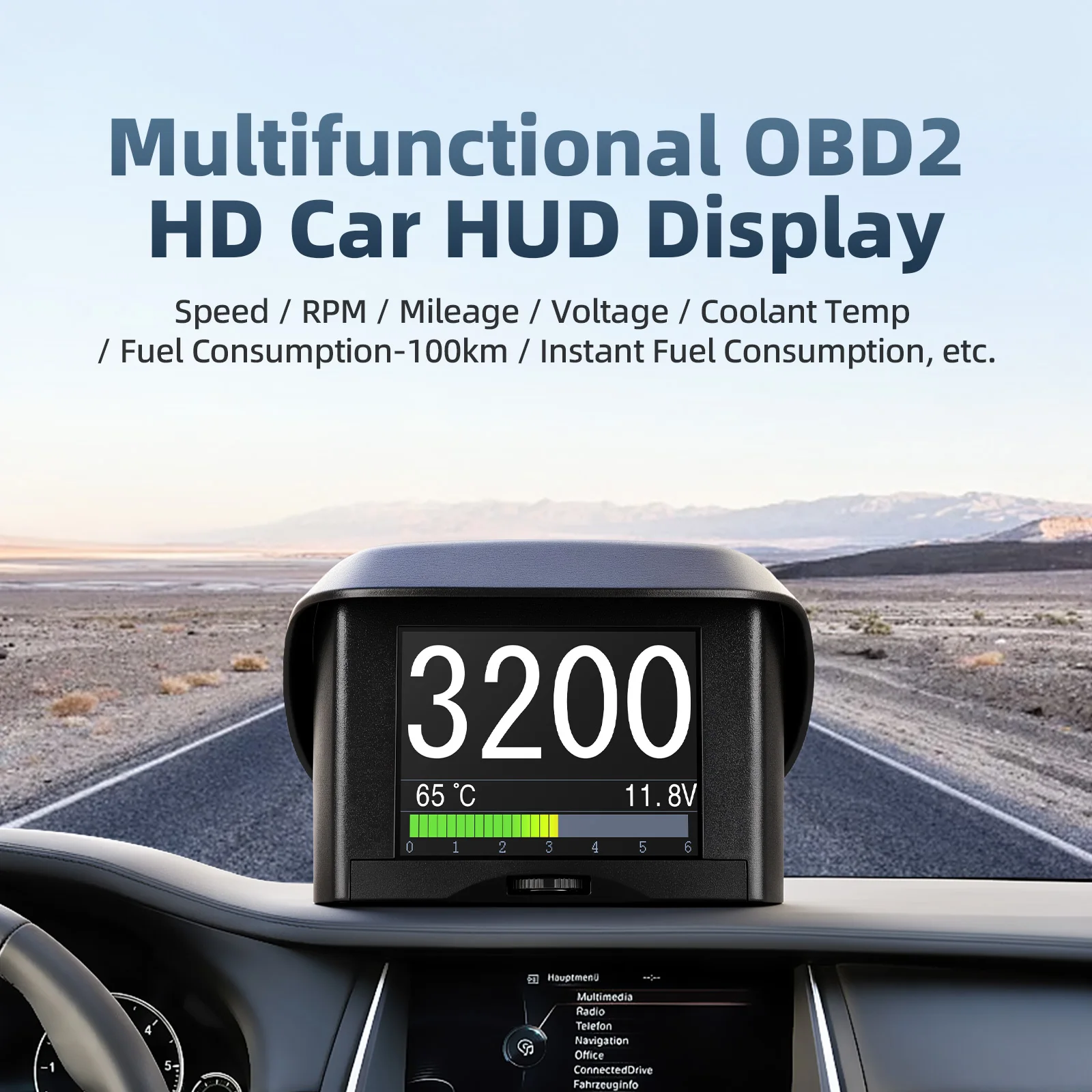 A202 On-board Computer Car Digital OBD Display Speed Fuel Consumption Temperature Gauge OBD2 Scanner Automobile Head Up Display