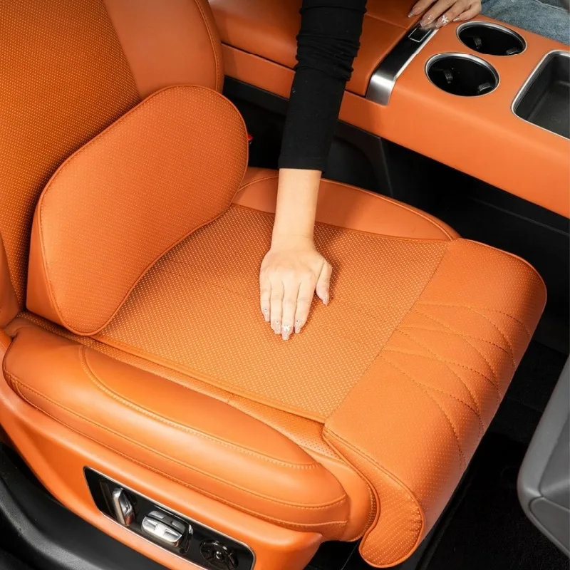 

Nappa Car Seat Cushion with Lumbar Support, Breathable Leg Rest Pad, Universal for Front Rear Seats, Car Interior Accessories