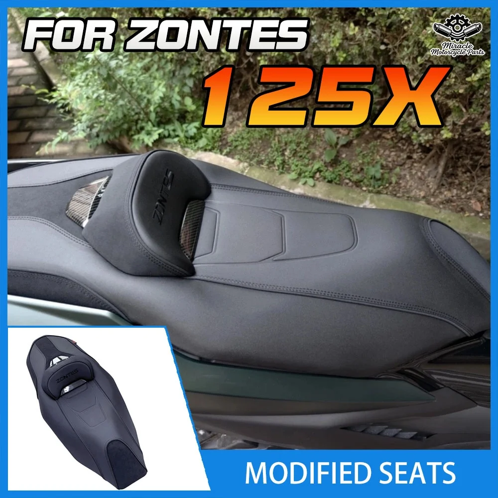 Non-destructive installation seat upgrade for ZONTES 125X/150X motorcycles: softer cushioning and added lumbar support.