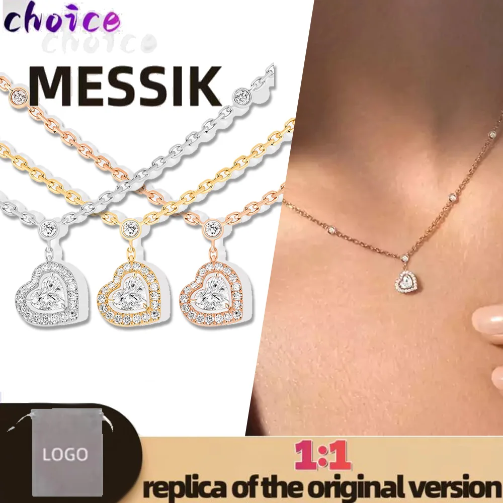 

Sweet Gift Pure Silver s925 Heart shaped Diamond Necklace JOY C Œ UR Series Brand Design Messi Family Women's Necklace