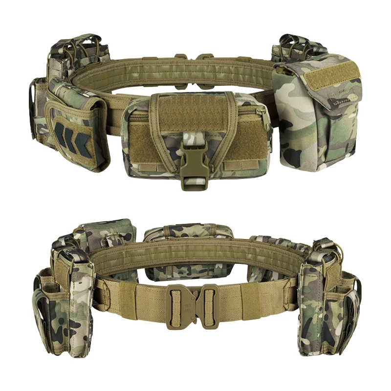 Adjustable Tactical Belt with Detachable Pouch Quick Release Buckle for Outdoor Activities