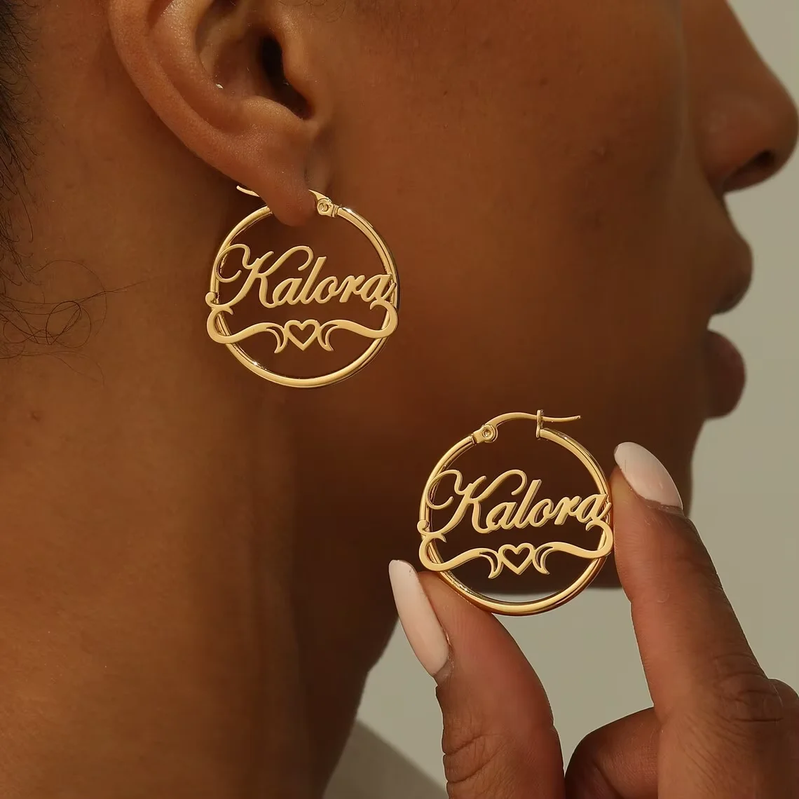 

Stainless Steel Personalized Customize Name Hoop Earrings Jewelry For Women Circle Earring Temperament Accessories Gift 30MM