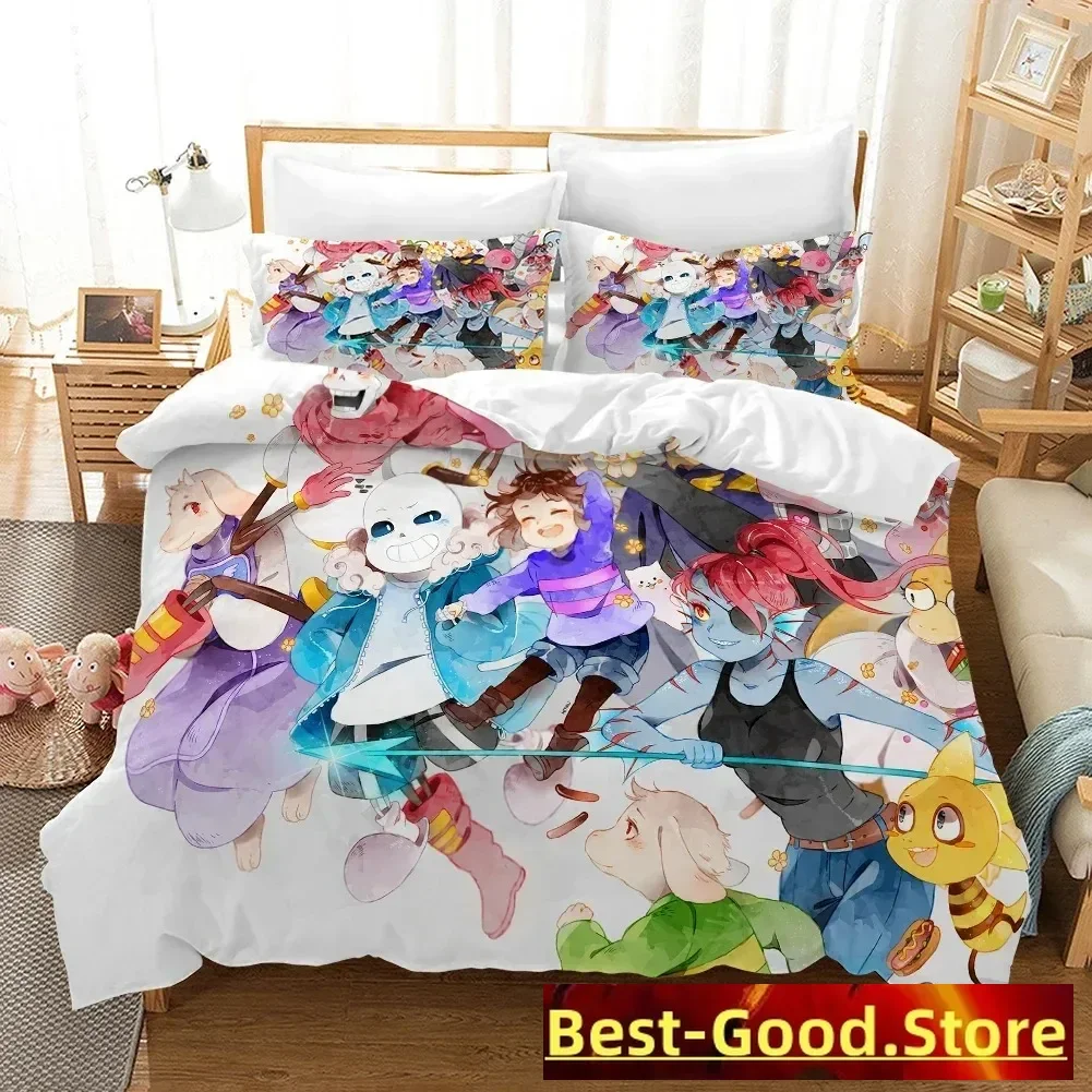 3D Printed Undertale Game Frisk Sans Papyrus Bedding Set Boys Girls Twin Queen Size Duvet Cover Pillowcase Bed Kids Adult