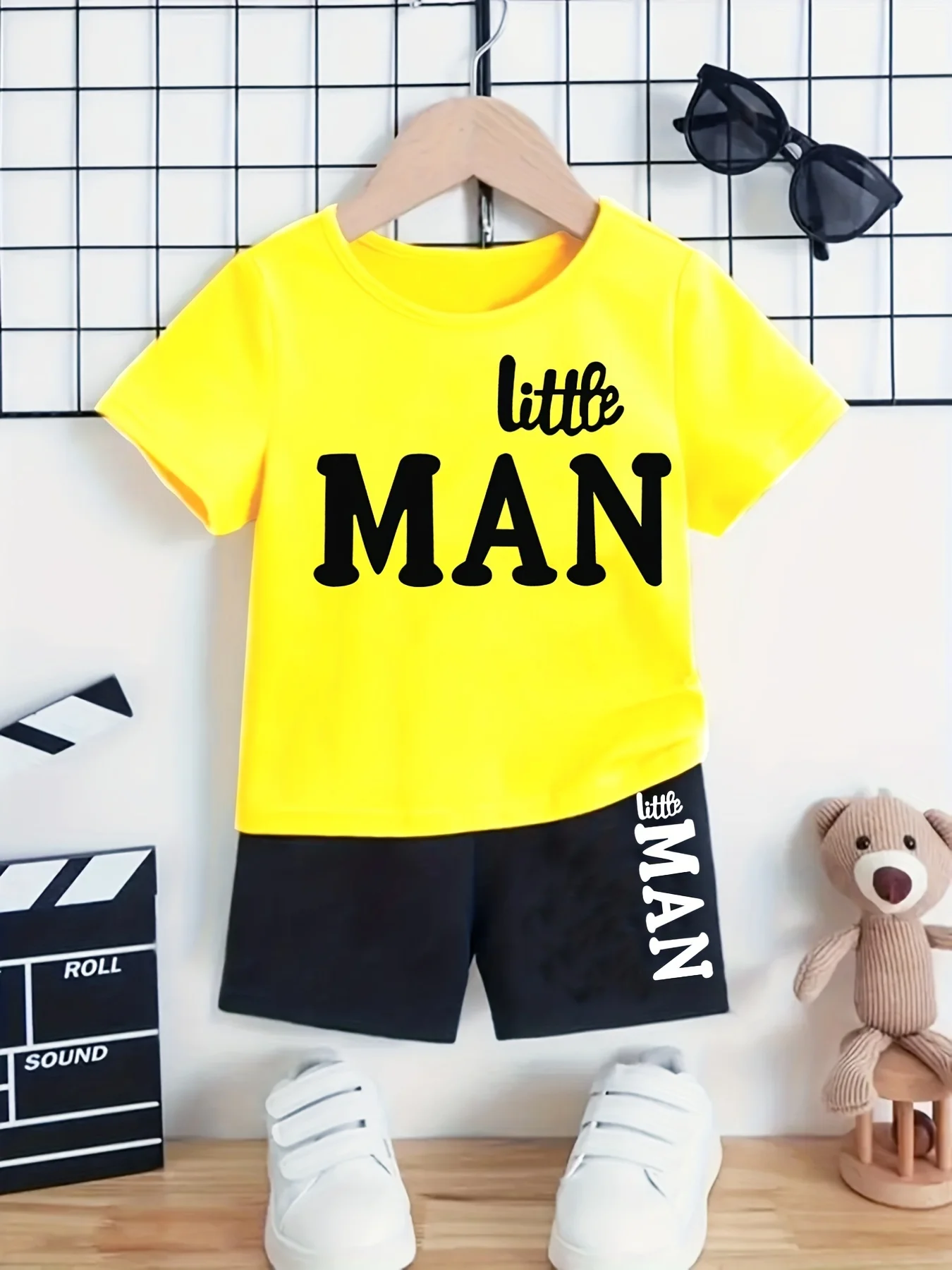 Summer Baby Boy Clothes Set Kid \'Little MAN\' Printed T-shirts And Shorts 2pcs Suit Children Girls Top Bottom Outfits Tracksuits