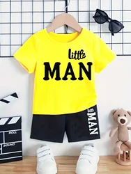 Summer Baby Boy Clothes Set Kid 'Little MAN' Printed T-shirts And Shorts 2pcs Suit Children Girls Top Bottom Outfits Tracksuits