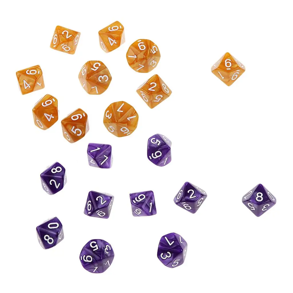 20pcs Ten Sided Number Print D10 Dice D&D Role Play Games Party Toy