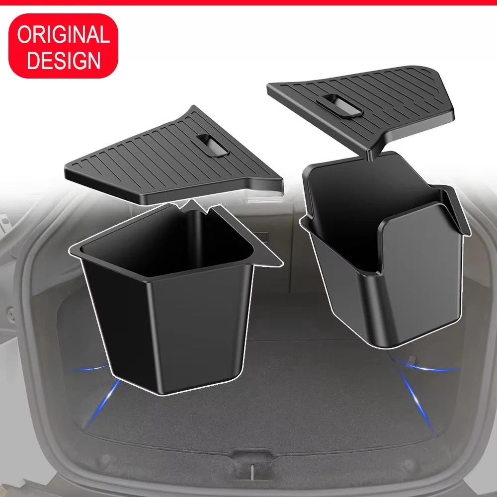 For Tesla Model Y Trunk Organizer Side Storage Box Boot Organizer Flocked TPE Mat Anti-dirty 2025 Car Travel Accessories