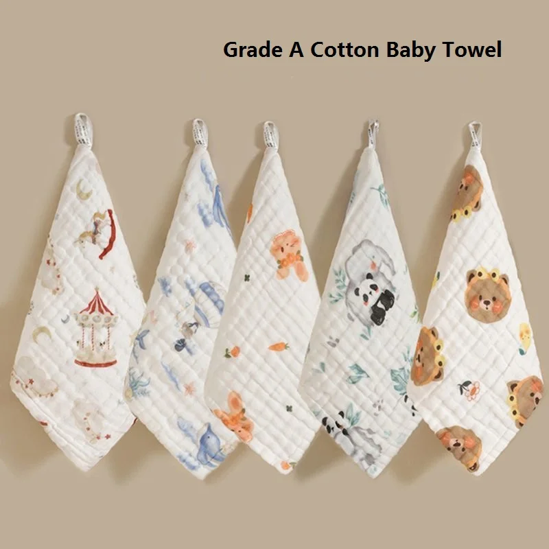 4pcs Cotton Baby Face Towel Newborn Baby Items 6 Layer Muslin Baby Bibs Handkerchief Kids Girls Saliva Towel Feeding Burp Cloths