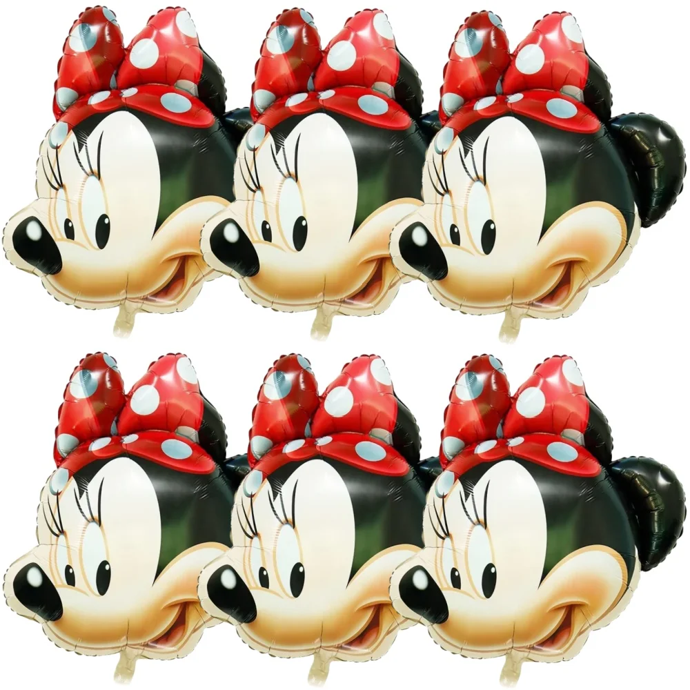 4/6Pcs Giant Mickey Minnie Mouse Head Balloons Cartoon Foil Balloon Baby Shower Birthday Party Decorations Kids Classic Toy Gift