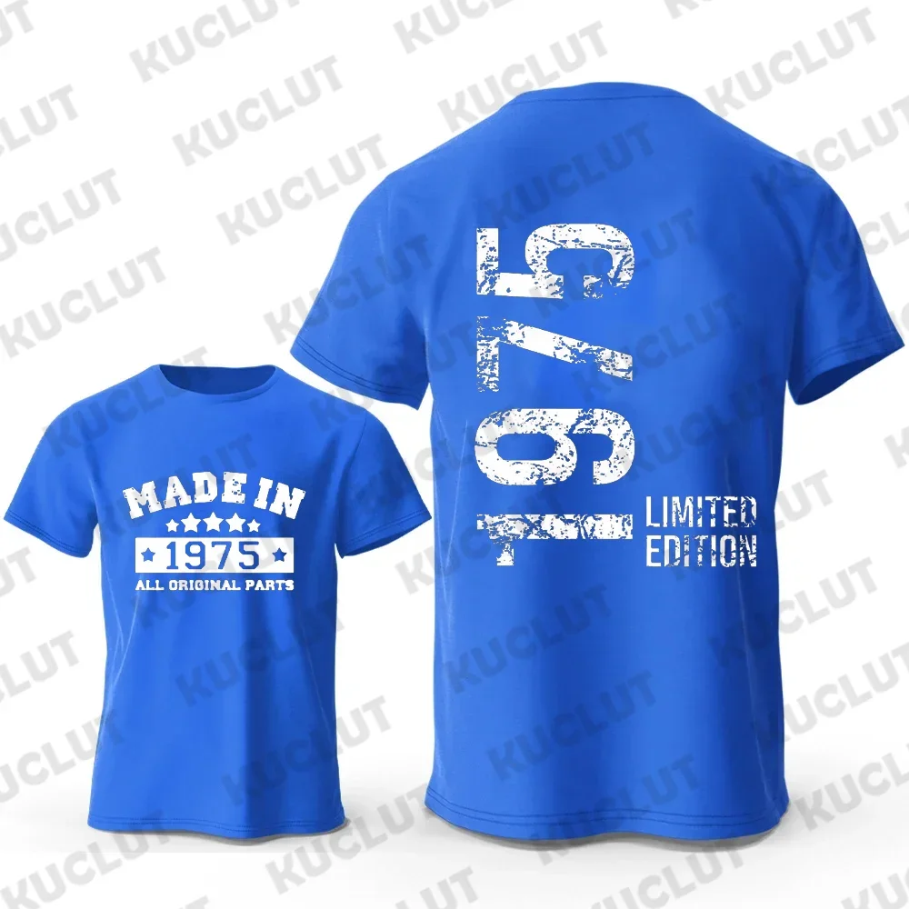 Vintage Made in 1975 T-Shirts for Men 48th Birthday 48 Years T-Shirt Mens T-Shirt Street Fashion Short Sleeve Shirt Men Clothing view 3