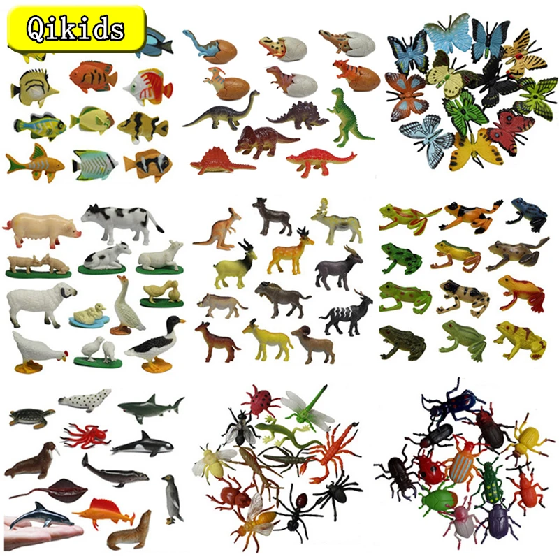 Wilde Marine Tiere Dinosaurier Bauernhof Insekten Kleine Tier Simulation Tier Modell Spielzeug Action-figuren Set Figuren Spielzeug Für Kind Geschenk