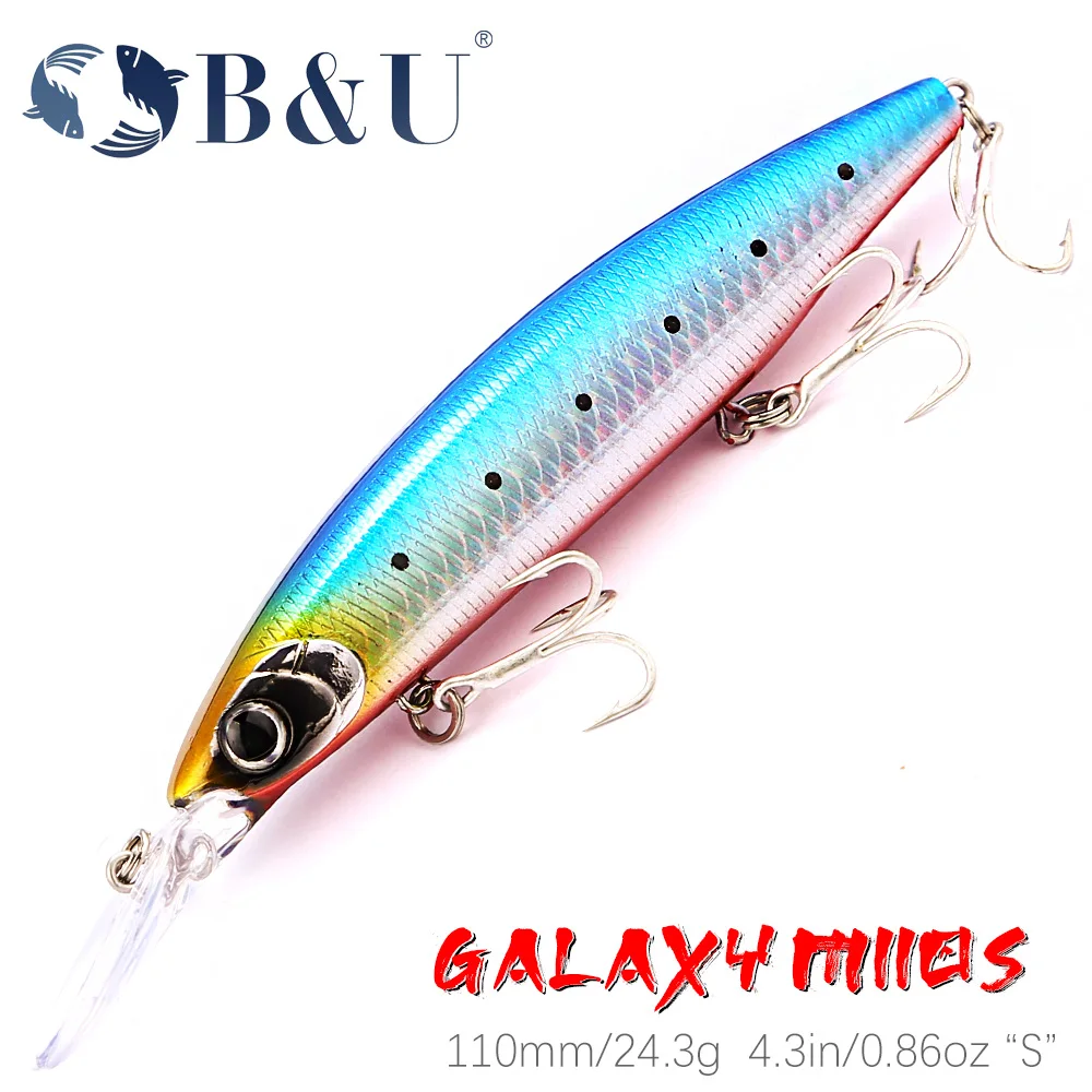 

B&U 110mm/126mm Sinking Minnow Sea Fishing Lure Ultra Long Casting Seabass Inshore Hard Baits Artificial Bait Jerkbait