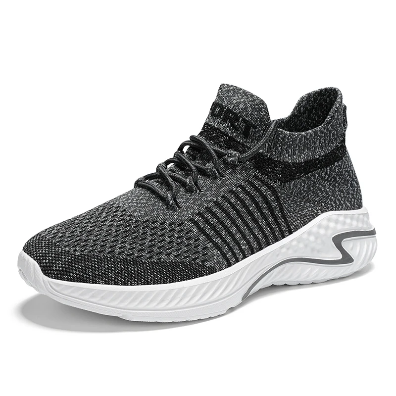 Men's Casual Sports Shoes Fashion Sneakers Lightweight Breathable Flying Knitting Lace Up Running Shoes Mesh Walking Workout