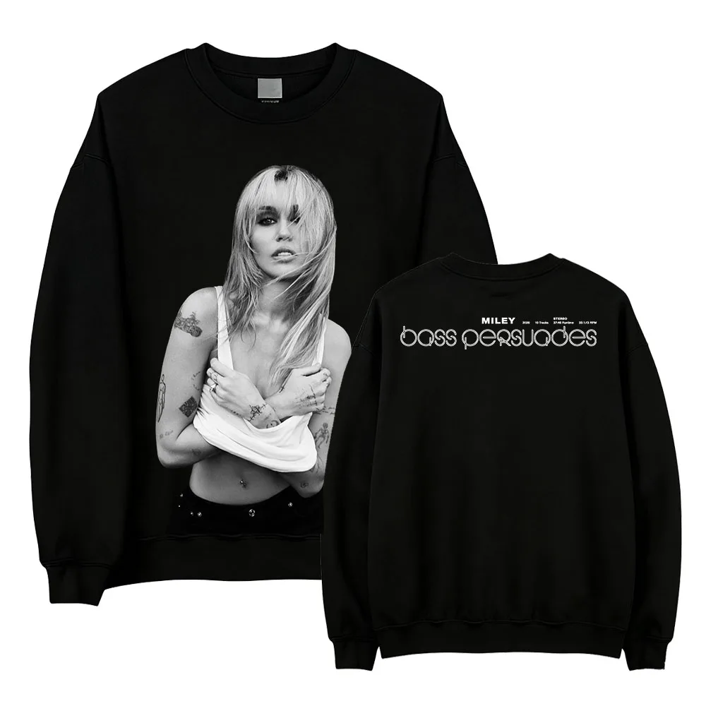 BASS PERSUADES LANGÄRMELIGES Sweatshirt Miley Cyrus Musik-Kunstdruck-Oberteil für Männer und Frauen Vintage Album-Cover Grafik Rundhals-Pullover – Detail 4