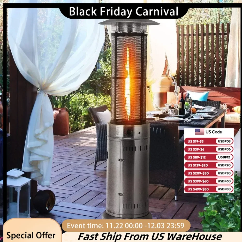 

Patio Heater Covers Outdoor Terrace Heater, Adjustable Heat Stainless Steel Terrace Propane Heater, Independent with Wheels