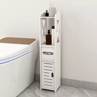 Bathroom Storage Cabinet Toilet Paper Holder Stand Small Spaces Corner Shelf Organizer With Door Free-Standing Storage Shelf