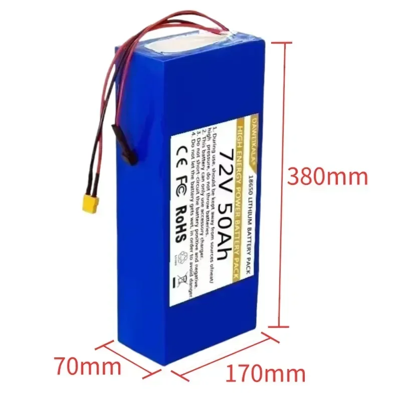 New 72V 50-20Ah 21700 Lithium Battery Pack 84V Electric Bicycle Scooter Motorcycle BMS 3000W High Power Battery+Free 3A Charger