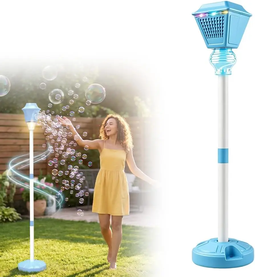 

Standing Bubble Machine,Street Lamp Bubble Tower with LED, Rechargeable,Adjustable Height for Outdoor Garden Wedding Party Decor