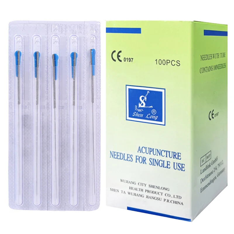 100PCS SHENLONG Acupuncture Needle Stainless Steel Disposable Sterile Sharp Dry Needling Each Needle with Indivual Guide Tube