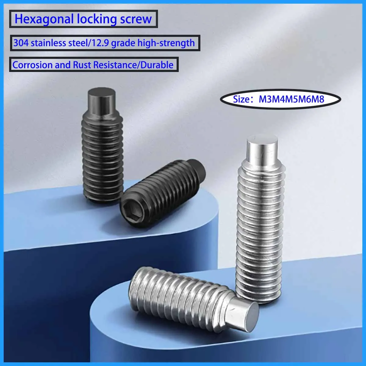 M3M4M5M6M8 304 Stainless Steel Raised Head Hex Socket Set Screw for Mechanical Fastening Positioning