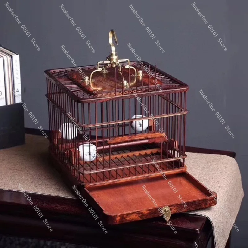 Wooden Birdcage Decorative Ornament Chinese Style Home Decor Mini Bird Cage Display Craft Ornament