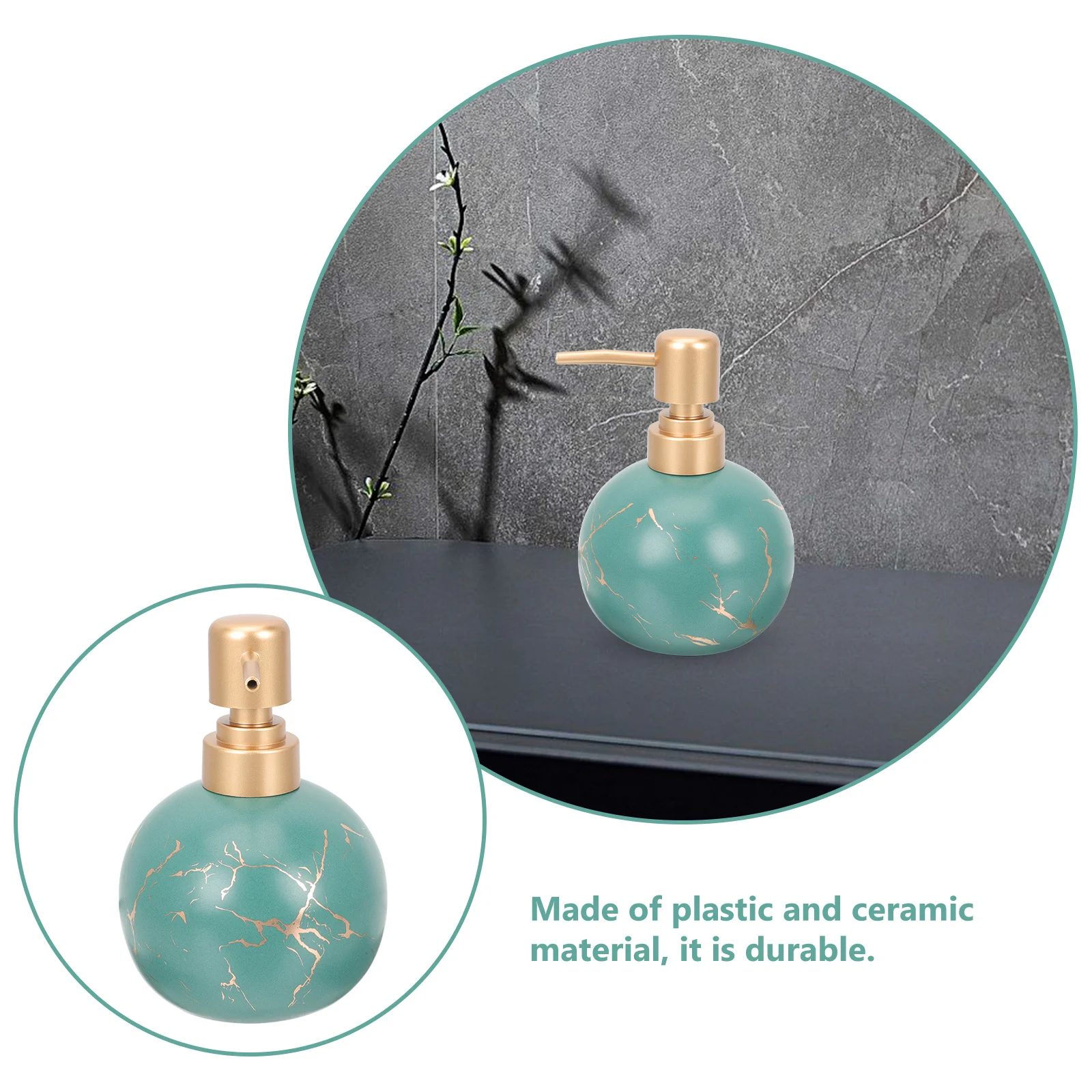 

Bottle Pump Small Shower Gel Dispenser Shampoo and Conditioner Bottles Dark Green Travel