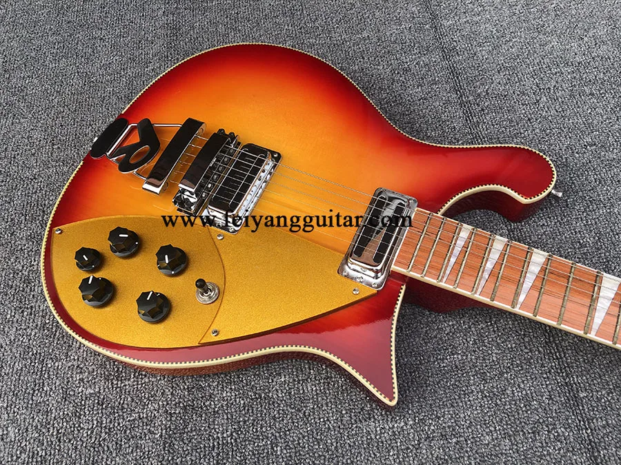 Electric guitars，660 neck through body 12strings，fire burst color，Gold Pickguard，Rosewood Fingerboard，free shipping