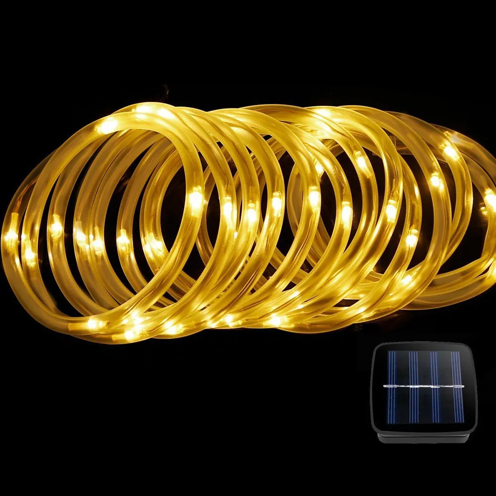 

50 LED Solar Powered Warm White Tube Lights Adjustable Panel Waterproof Decoration Fairy String Lights for Garden Patio Party