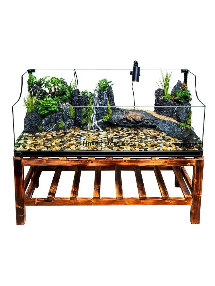 Household ecological aquarium Qinglongshi ecological landscaping glass amphibious tank